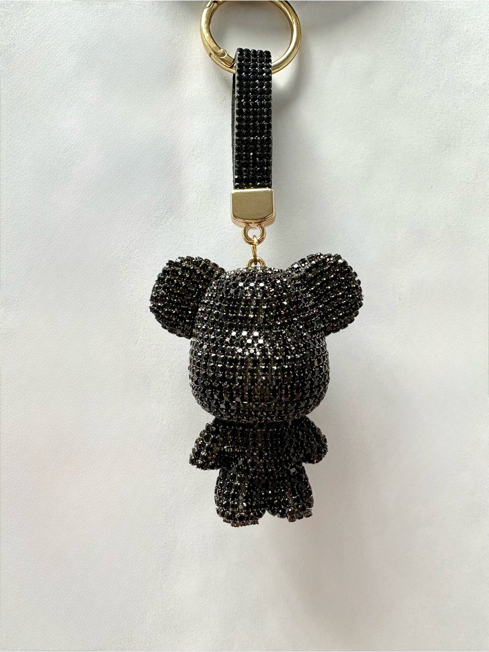 ✨Rhinestone Big Head Bear Bag Charm Glamorous Bear✨ Onyx Noir